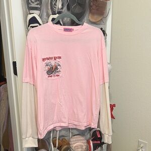 Edikted Pink Layered-Look Long Sleeve Tee